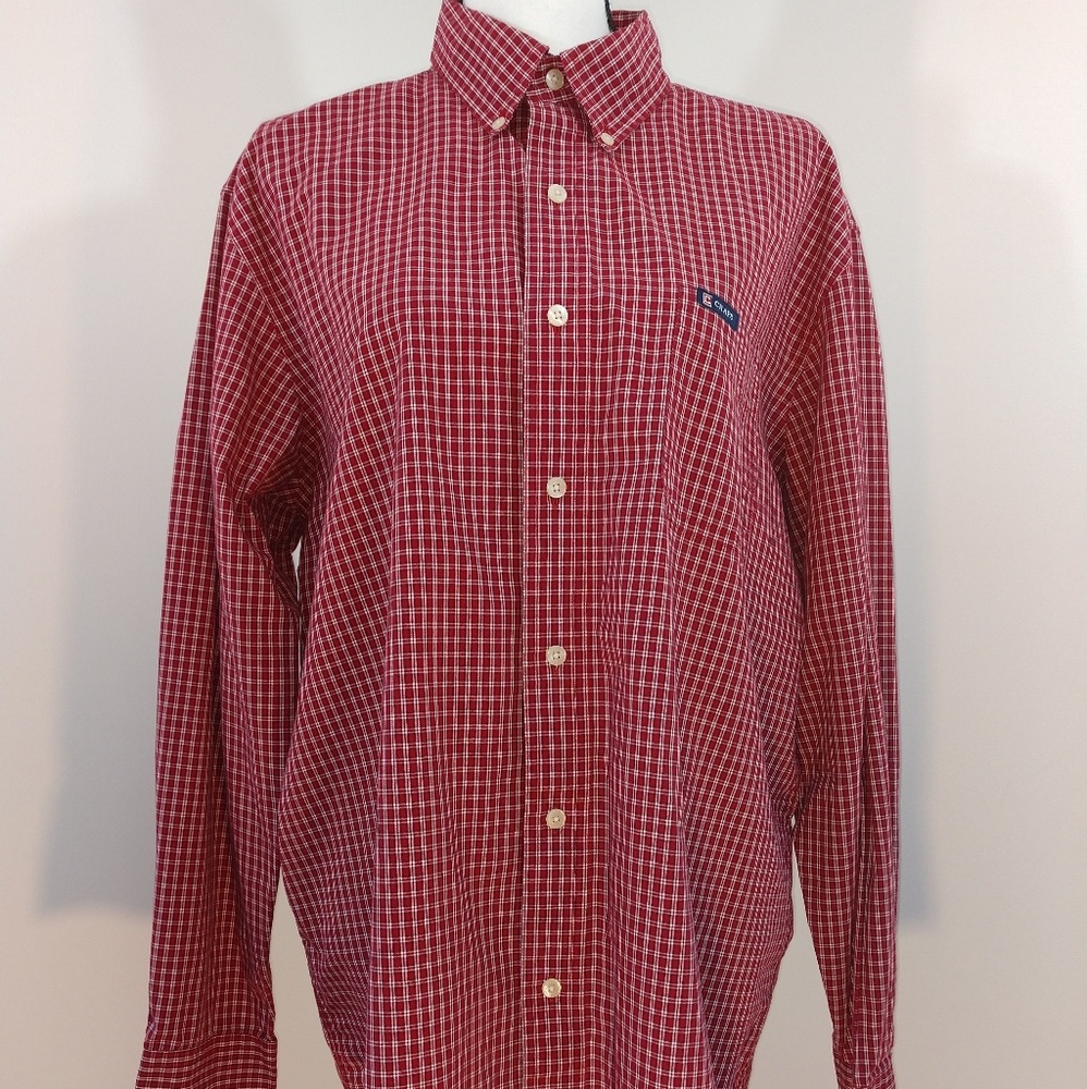 Chaps Red plaid Button Up Shirt Easy Care XL